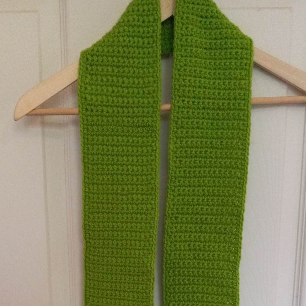 Handmade crocheted Grinch Green scarf